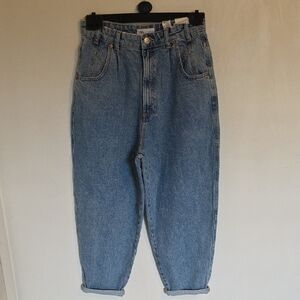 Zara Blue High Waist Slouchy Fit Tapered Leg Size 10